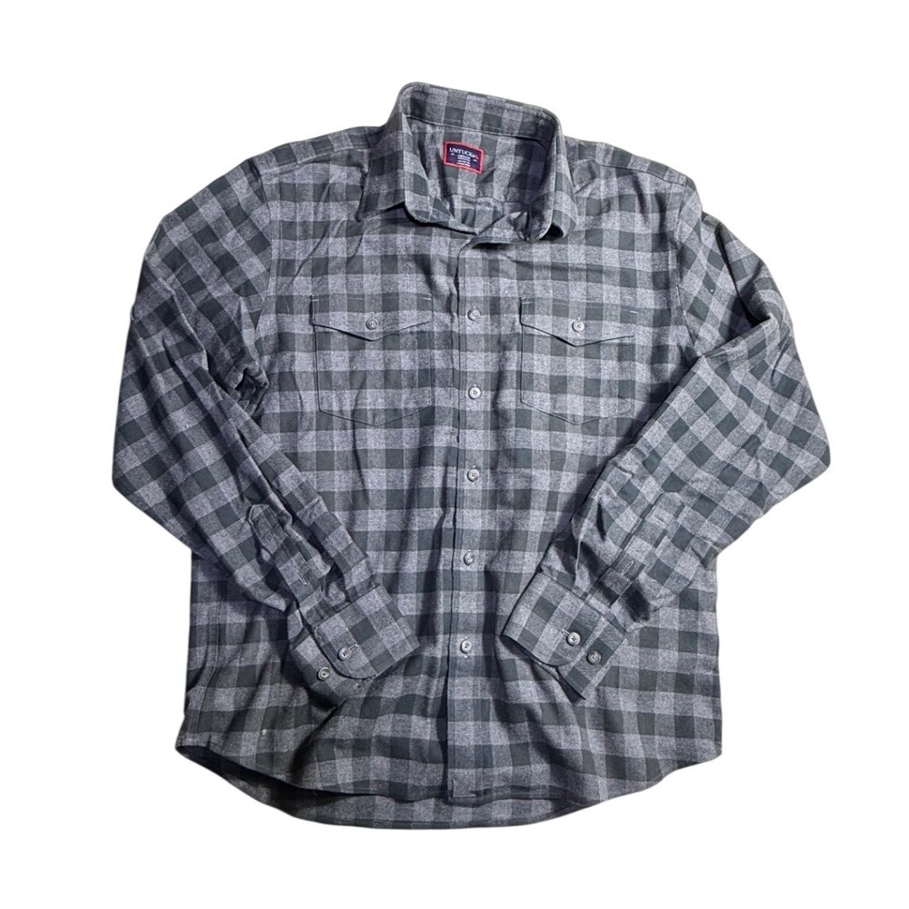 UNTUCKit Vigouroux-WF Mens Medium Grey Black Buffalo Check Shirt-2248